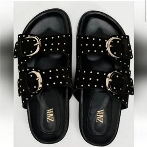 Zara Black Studded Women's Sandals